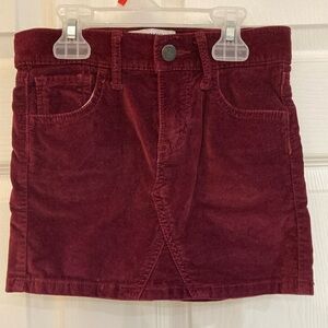 Girls Burgundy Velvet Skirt